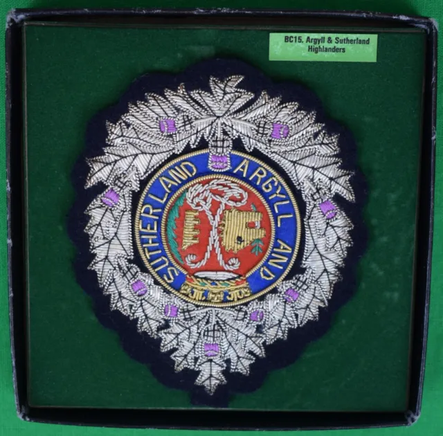 "Argyll And Sutherland Highlanders Felt/ Bullion Blazer Badge" (New in Box)