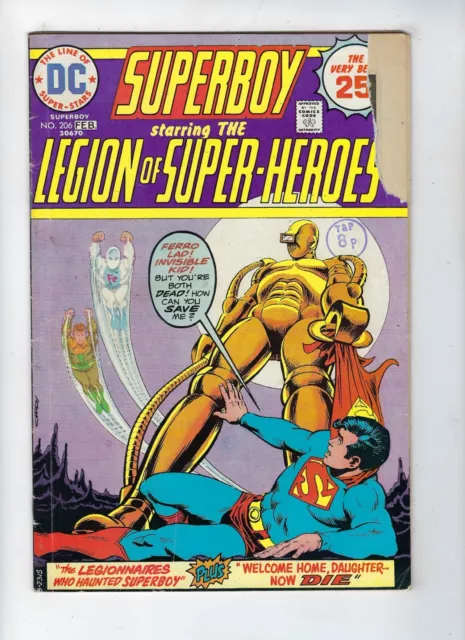 Superboy # 206 DC Comics Bronze-Age Issue Legion of Super-Heroes Feb 1975 GD