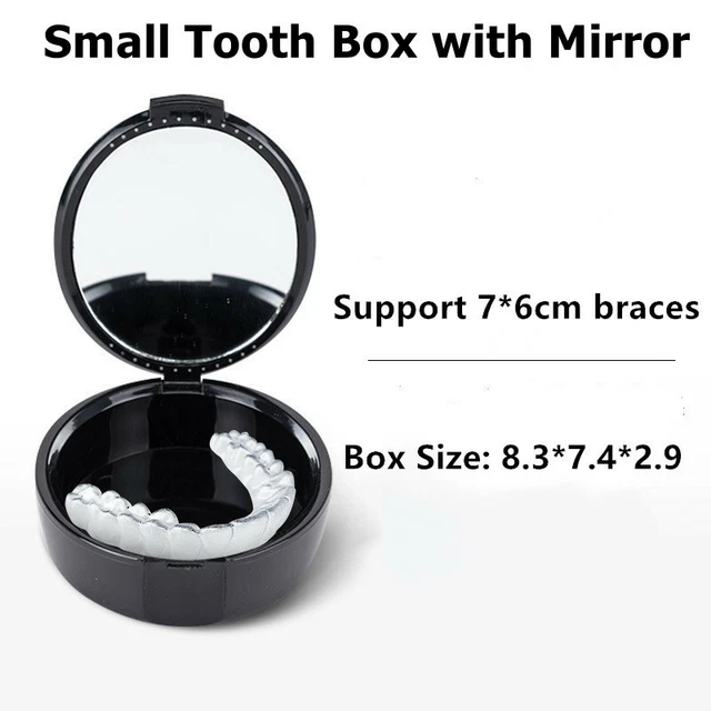 Tooth Storage Box With Mirror Denture Storage Orthodontic Retainer Portable Case