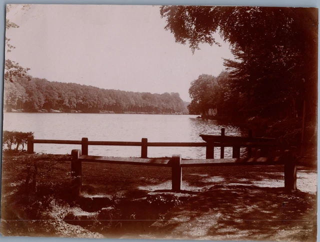 France, Chantilly, les Etangs  Vintage albumen print Tirage albuminé  8x11