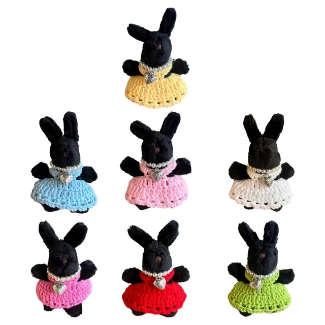 Skirt Black Rabbit Toy Pendant Keychain for Valentines Day Decor Craft Supplies