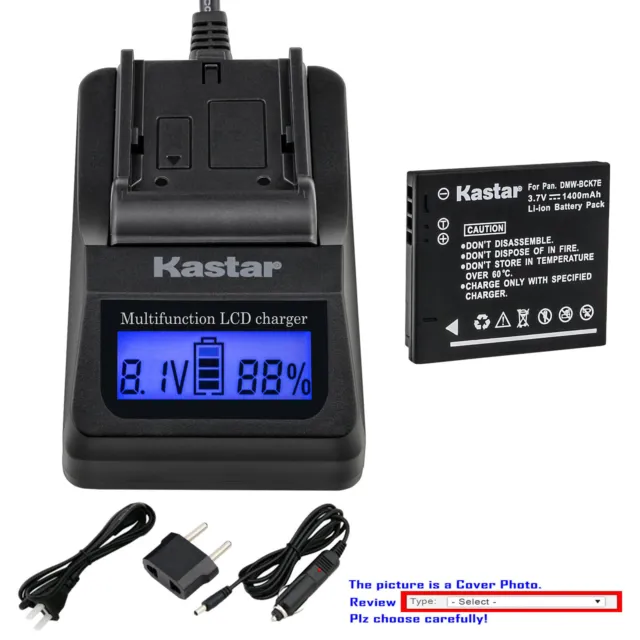 Kastar Battery LCD Fast Charger for Panasonic Lumix DMC-FH27, Lumix DMC-FP77