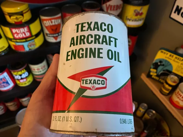 Vintage~ Full Nos~ Texaco Aircraft Engine Oil~ 1-Quart Canin Nice Condition!