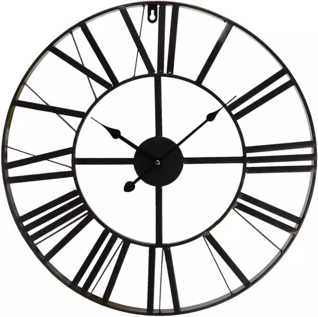 Clayre & Eef Wall Clock Large Country House Style Metal Diameter, Black