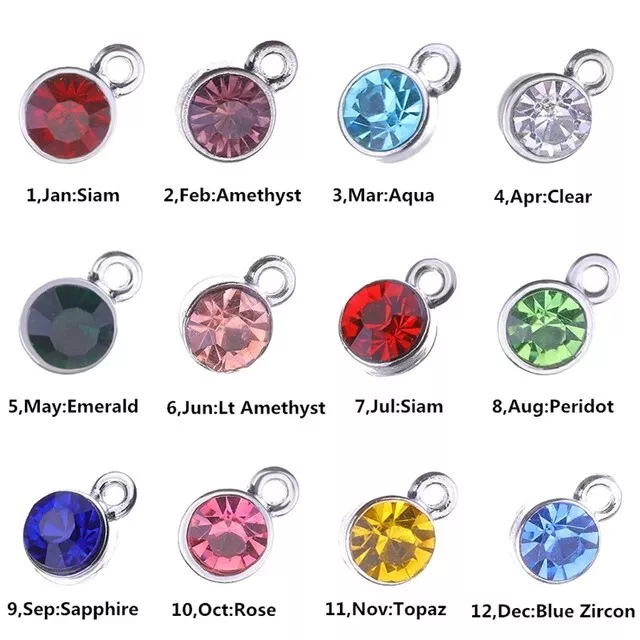 Birthstone Pendant Charms for Necklace Earrings Bracelet Findings DIY- 6Pcs