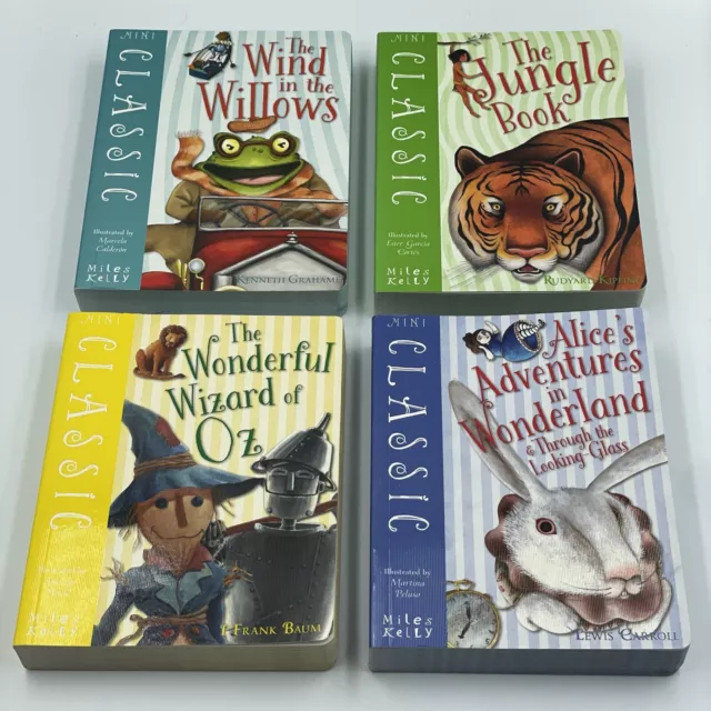 4 x Mini Classic Book Set • Wizard Oz/Alice Wonderland/Wind Willows/Jungle Book