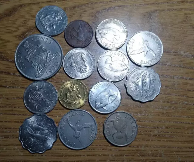 14 bahamas bermuda coins lot 1 10 25 50 cents