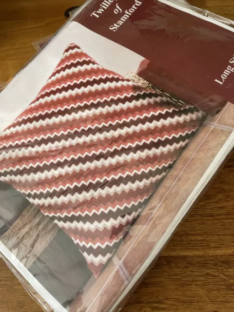 Cross stitch kit. Eye catching Zig Zag Cushion (long stitch) In Orange And Brown