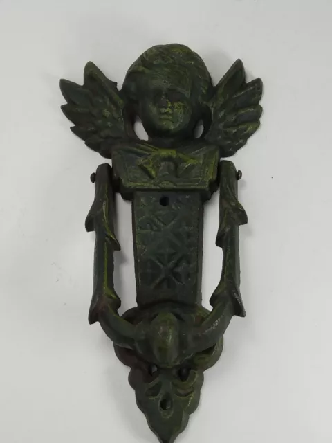 Vintage Cast Iron CHERUB Doorknocker, Winged Angel,