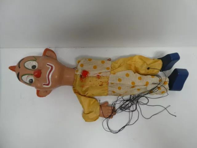 Vintage Toy Puppet Marionette Doll Old Clown