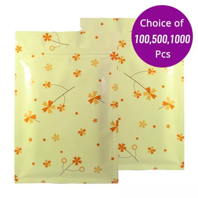 4x6in Glossy Yellow Flower Printed Flat Foil Mylar Reclosable Zip Lock Bag Y15