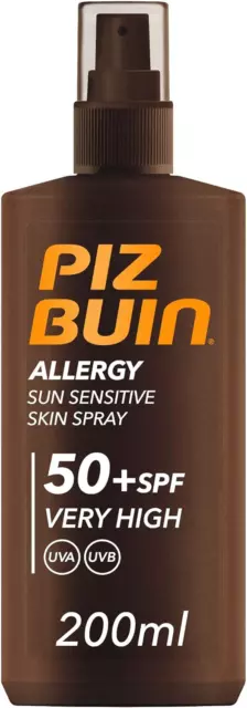 SPF 50+ Sun Spray for Sensitive Skin, Piz Buin Allergy, Waterproof 200ml