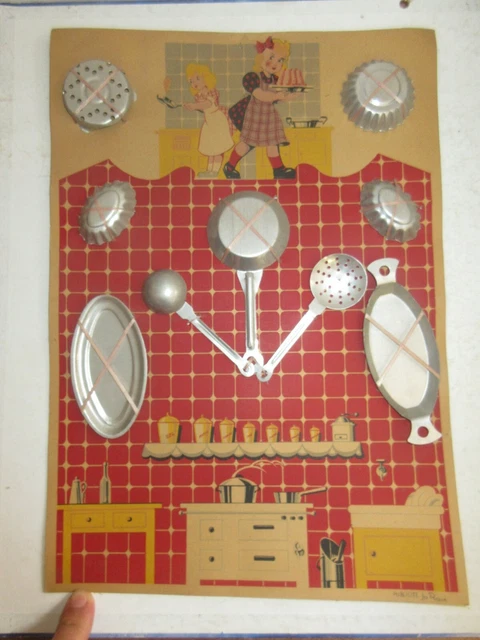Dînette Ancienne Années 1920 - Lot De 4 Casseroles Métal Et Bois, France