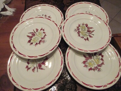 4 assiettes à dessert anciennes Saint Amand Saint Amandinoise Modèle Lys 