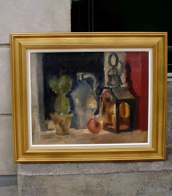 Mogens Vantore (1895) Evening windowsill still life with lantern. Paris 1920s.