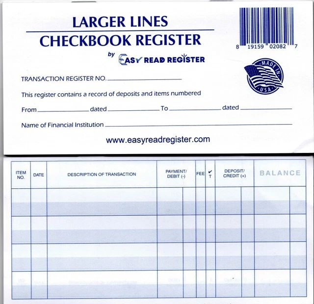10 LARGER LINES Checkbook Registers 202320242025 Calendars Check Book