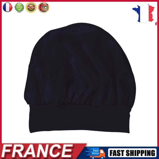 Women Night Sleep Hair Cap Satin Adjustable Curly Hair Styling Hat (Black) fr