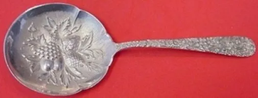 Repousse by Kirk Sterling Silver Nut Spoon Berries In Bowl 5 1/8"