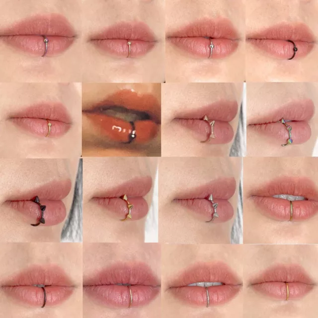 Lip Ring Clip on Fake Lip Studs Lip Hoop Labret Monroe Non Piercing Punk