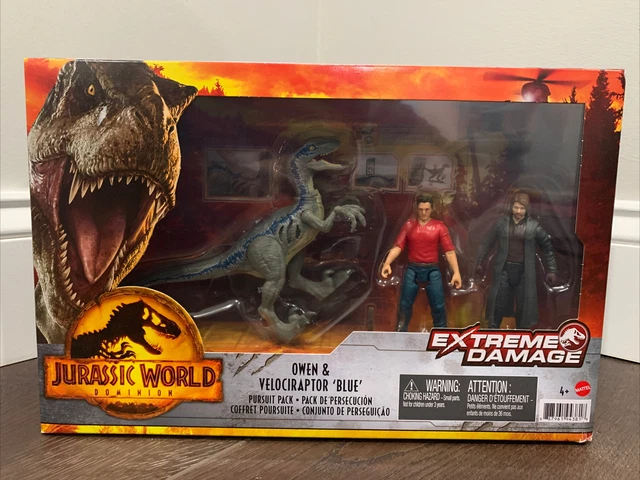 Figurine Owen Grady Et Bébé Bleu – Jurassic World Mattel, Chiot Vélociraptor, Neuf Sous Blister