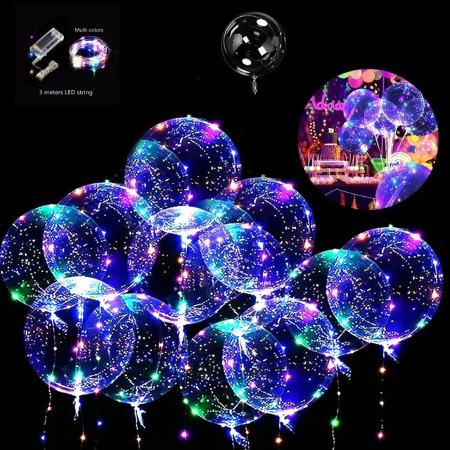 LED Light Balloon Bubble Helium Balloons Birthday Wedding Party Decoration Xmas