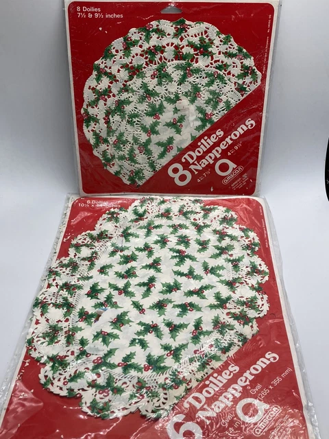 Vintage Amscan Doilies Holiday Christmas Poinsettias 7.5” and 9.5” And 10.5”