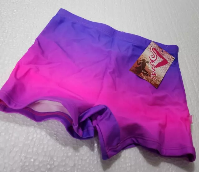 Kanu Surf Girls Swimming Bottom UPF 50+ "Boy" Short, Janie Pink/Purple, 14