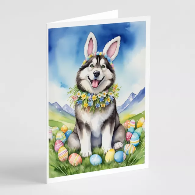 Alaskan Malamute Easter Egg Hunt Cards Envelopes Pack of 8 DAC4921GCA7P