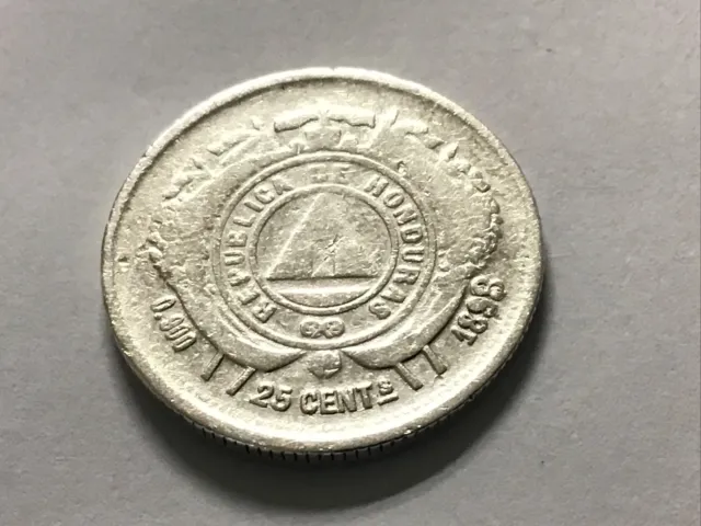 Honduras  25 Centavos 1893/8 Silver KM-50