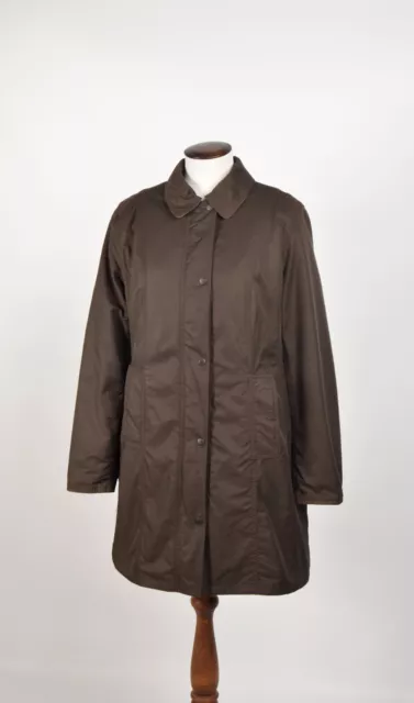 BARBOUR Twill Belsay Coat Jacket Brown Warm Quilted Inside Waterproof UK 18