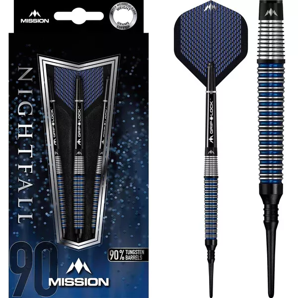 Softdarts Soft Tip Darts 90% Tungsten Mission Nightfall M3 Taper 20g