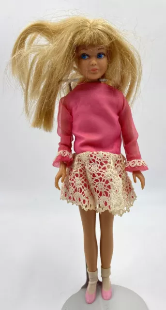 Skipper Blonde Barbie’s Little Sister 1960s Mattel TLC in All Prettied Up Dress