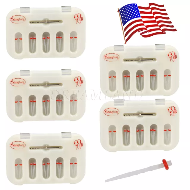 5BOX Dental Oral Glass Screw Thread Resin Fiber Post Red Ring & 5-Drill USA Ros7