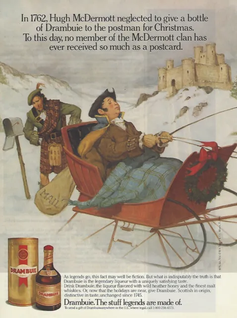 1989 Drambuie Malt Whiskey Hugh McDermott vintage print ad 80's advertisement