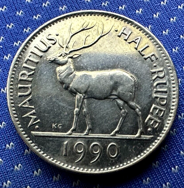 1990 Mauritius Half Rupee Coin UNC  RARE CONDITION #M575