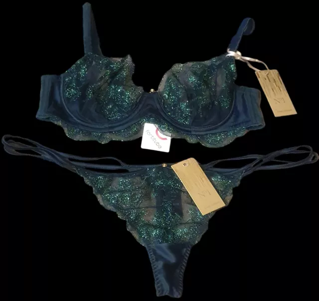 NWT/NO.1 JENNY PACKHAM/Ladies/Womens Green Bra & G-String Set - 34A & 16