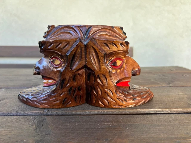 Wooden DEVIL EVIL traditional Handmade Hand Crafted VINTAGE OLD RARE CARVED