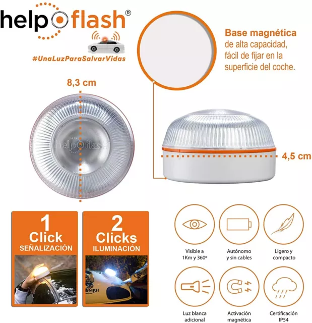 HELP FLASH HFAA-01 Estandar Luz de Emergencia Autónoma Señal V16 Envio 24Horas 3