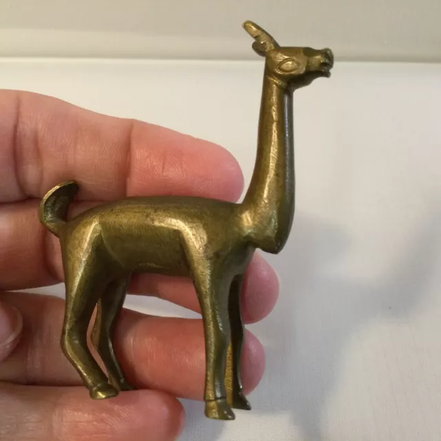 Vintage Miniature Tiny Solid Brass Llama Alpaca Antelope Figurine