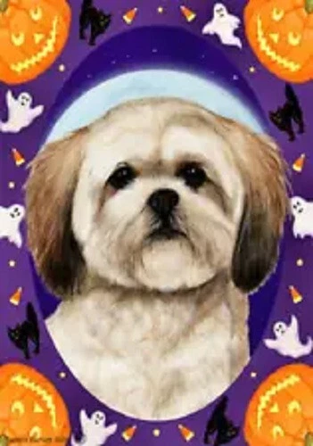 Halloween Garden Flag - Sable Lhasa Apso 122931