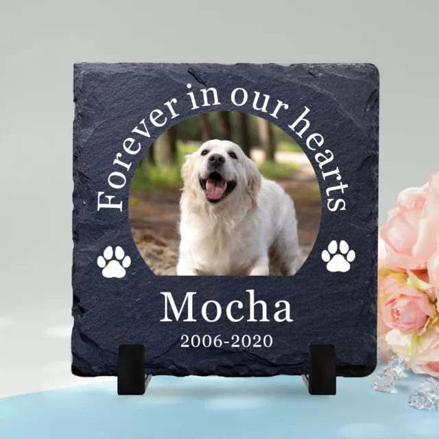 Personalised Pet Memorial Plaque Photo Printed Dog Cat Memorial Sign with Stand