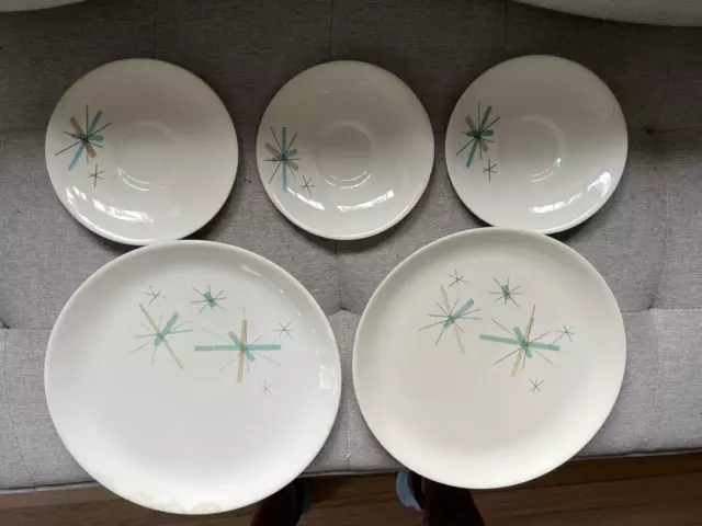 5 Vintage Salem North Plates Atomic Mid Century Modern 2 plates 3 saucers