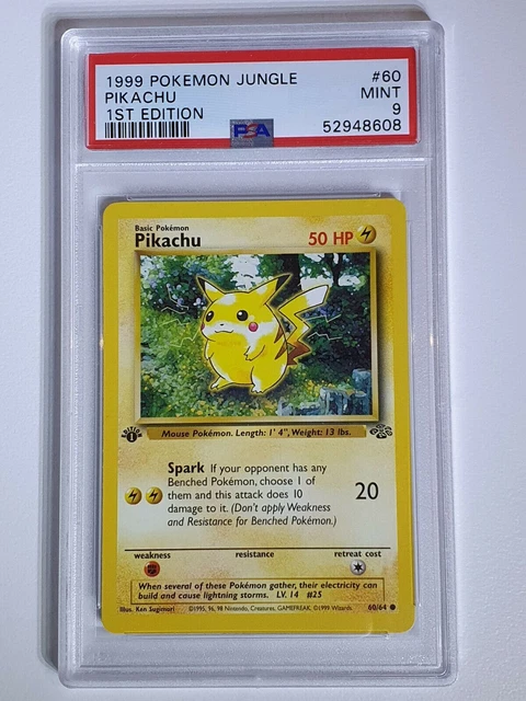 1999 Pokemon Pikachu 60/64 1st Edition Jungle Red Cheeks - PSA 9