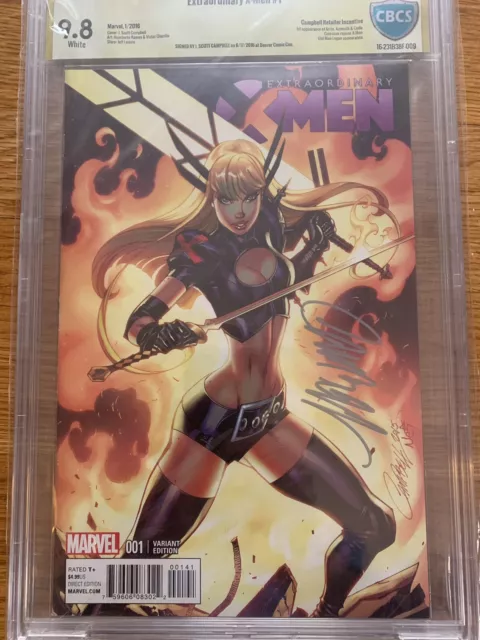 Extraordinary X-Men 1 2016 Variant Cbcs Ss 9.8 Nm Signed J Scott Campbell Magik