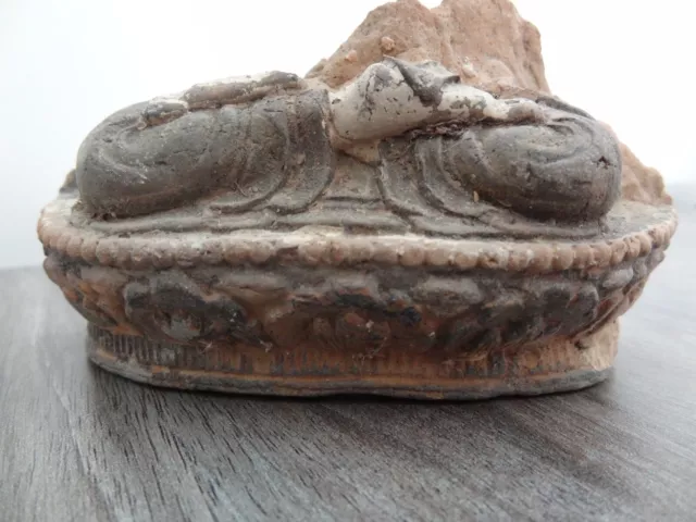 Antique Tibetan Mongolian  Buddhist Hand Made Clay Tsa Tsa Fragment Base