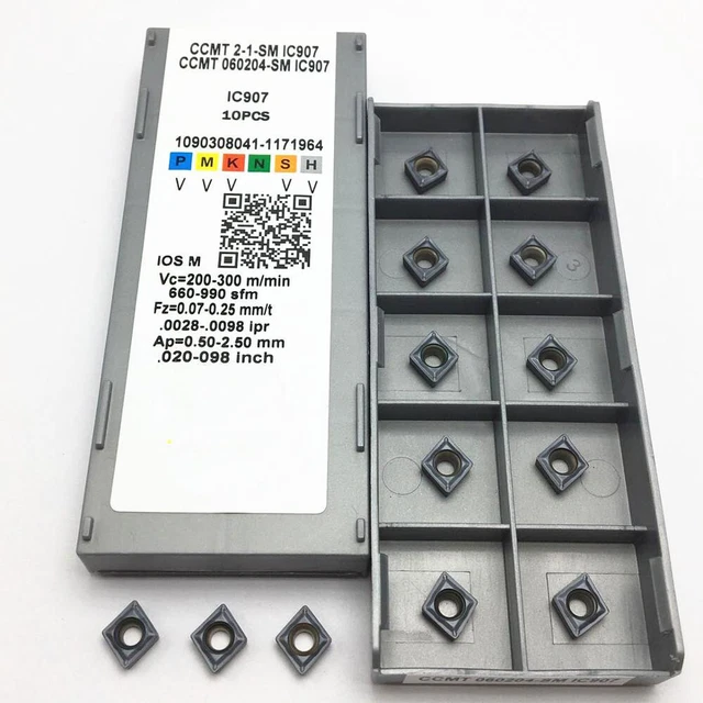 200Pcs CCMT060204-SM IC907 CCMT2-1-SM CNC Carbide Turning Inserts For SCLCR