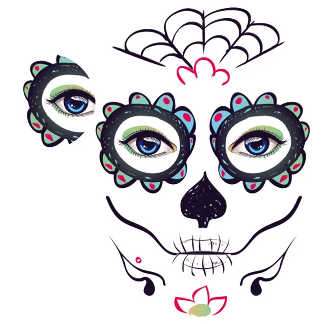6 pegatinas impermeables tatuaje temporal maquillaje facial Halloween
