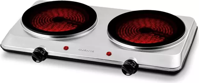 Countertop Infrared Double Burner, 1500W Electric Hot Plate and Portable Stove w