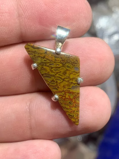 Utah dino gem bone sterling silver pendant