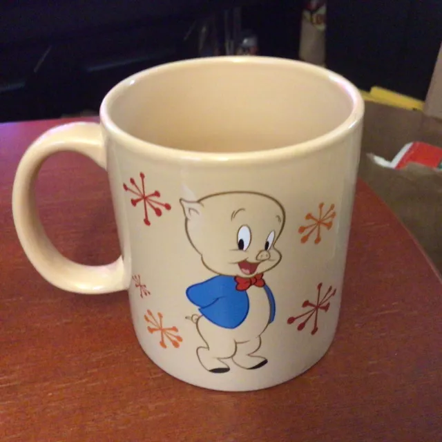 Warner Bros Looney Tunes Porky Pig Mug Large Tan Ceramic Dishwasher / Micro Safe